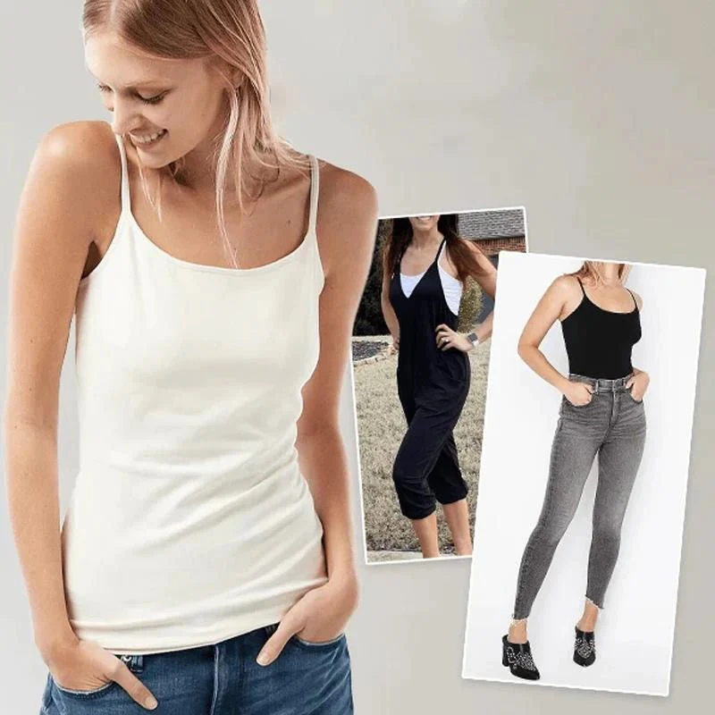 Women's seamless tank top with built-in bra, wire-free preformed cups, breathable stretchy everyday fit