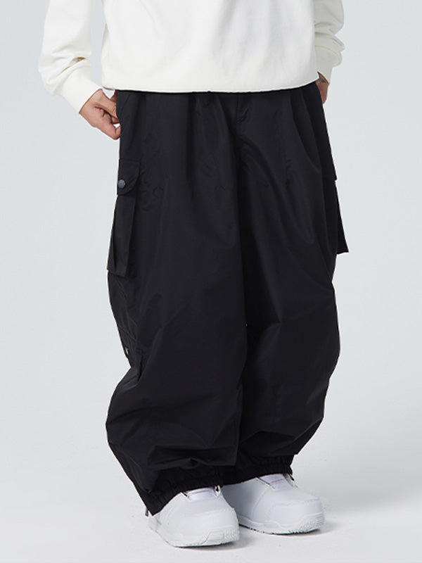 Women's baggy snowboard pants black insulated 10K waterproof breathable snowsports gear