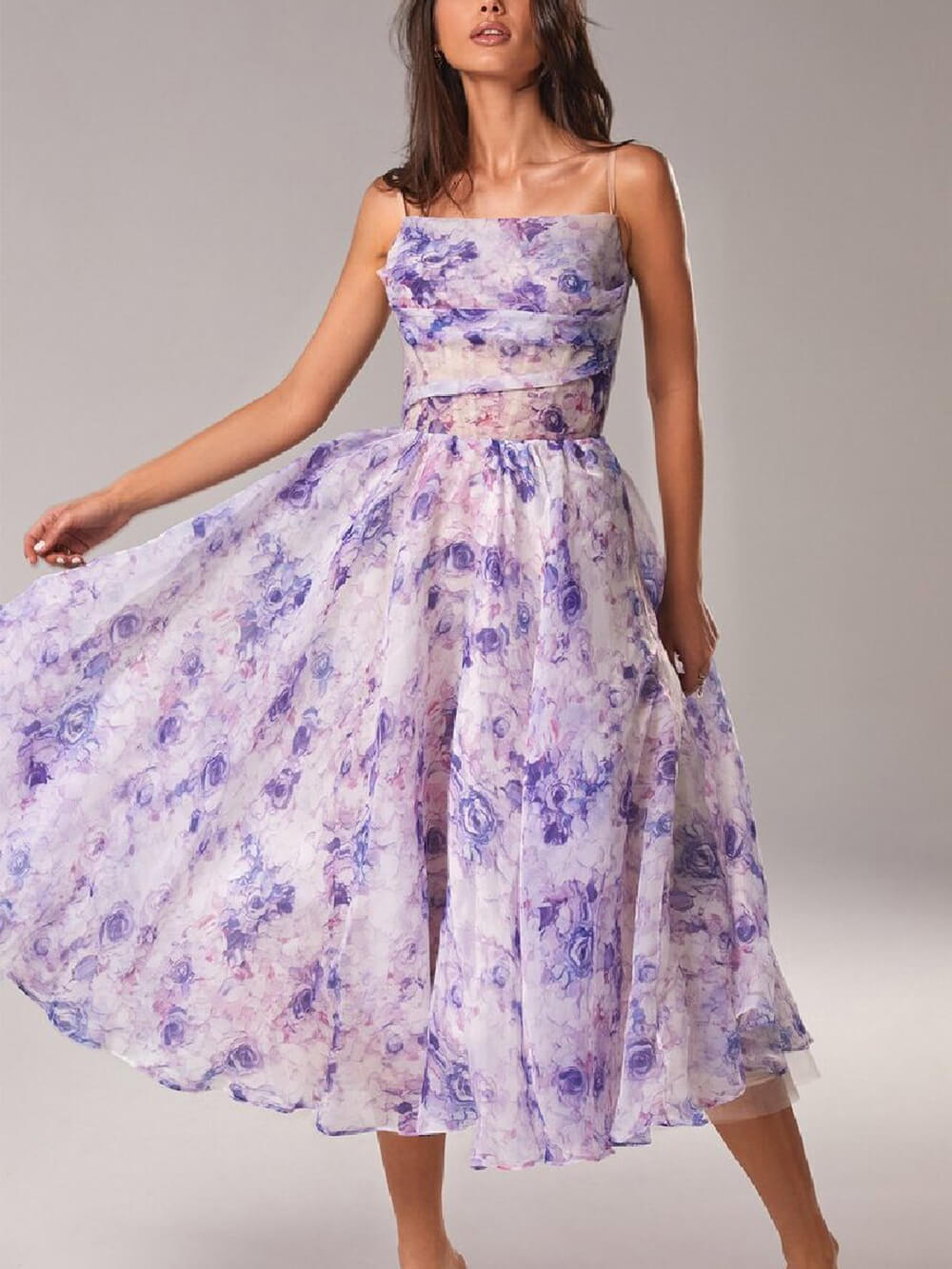 Rosie | Women's Floral Spaghetti Strap A-Line Midi Dress