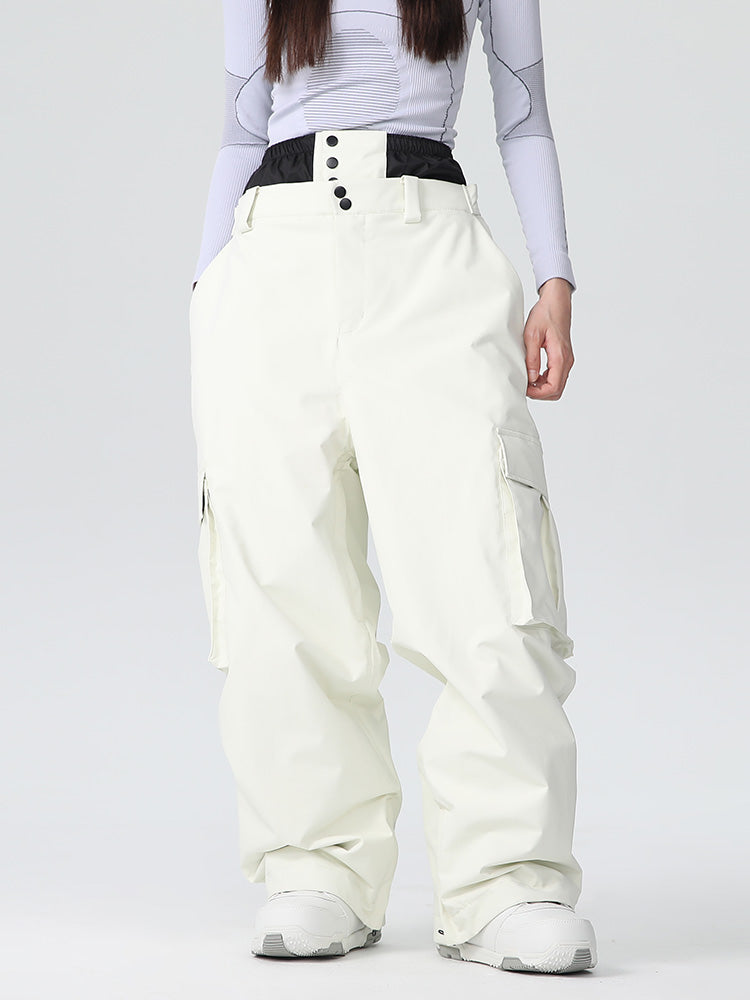 Women's baggy snow pants waterproof breathable ski snowboard pants with integrated gaiter mountain pro