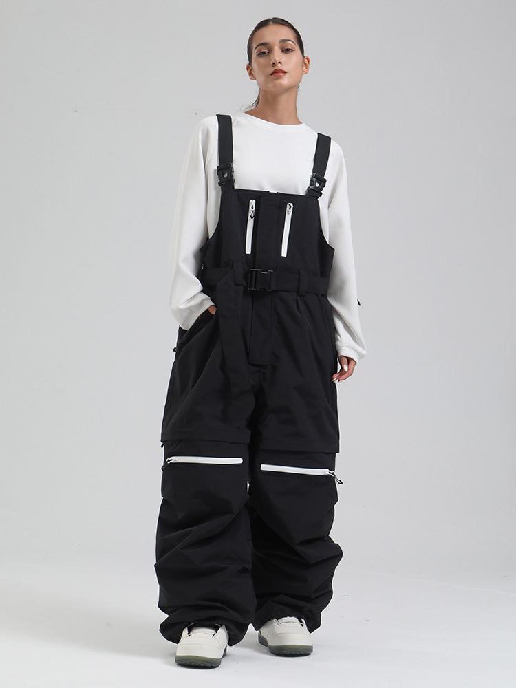 Women's baggy snowboard bib pants freestyle cut 20K waterproof breathable with adjustable suspenders