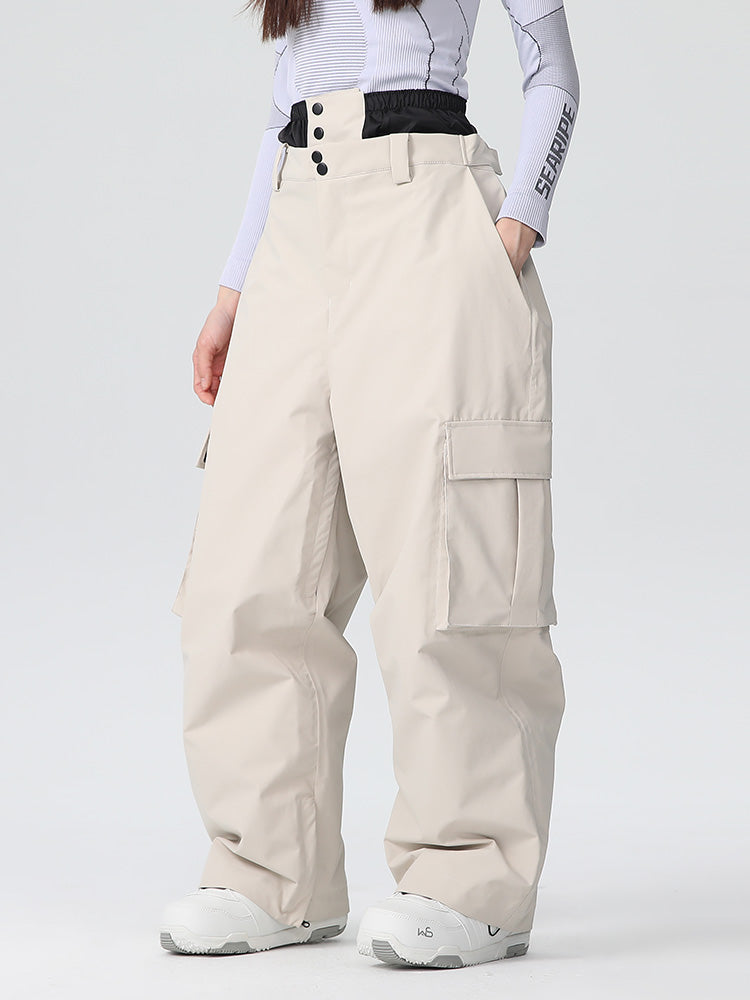 Women's baggy snow pants waterproof breathable ski snowboard pants with integrated gaiter mountain pro
