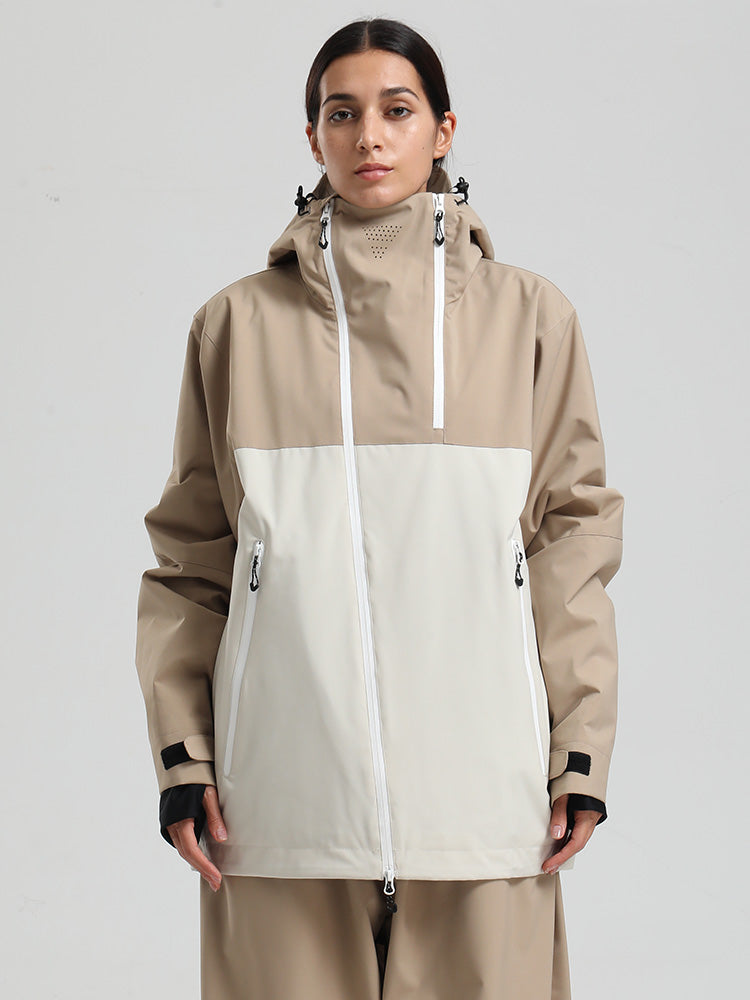 Women's color block snow jacket 20K waterproof breathable fabric cargo pockets all-season mountain fit