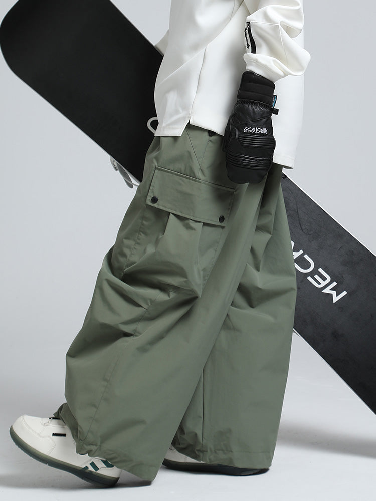 Men's baggy snowboard pants in mountain chill colorway, freestyle cut with 20K waterproof YKK zipper