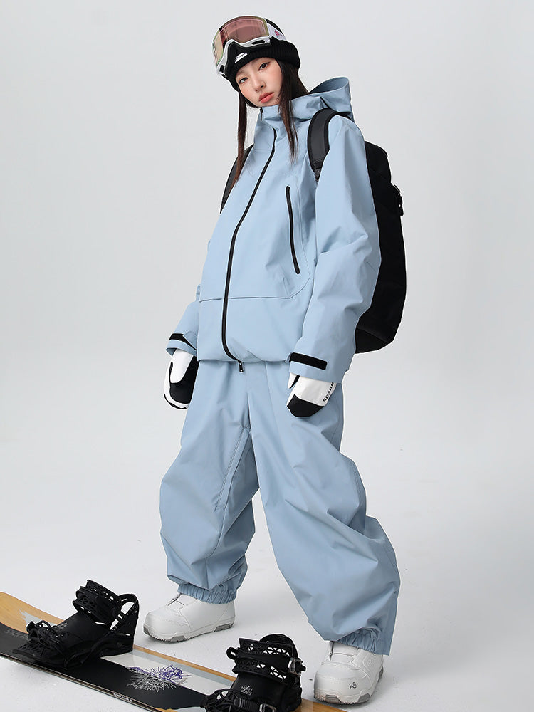 Women's baggy snow suit in mountain pro style, 20K waterproof breathable cold-weather outdoor gear