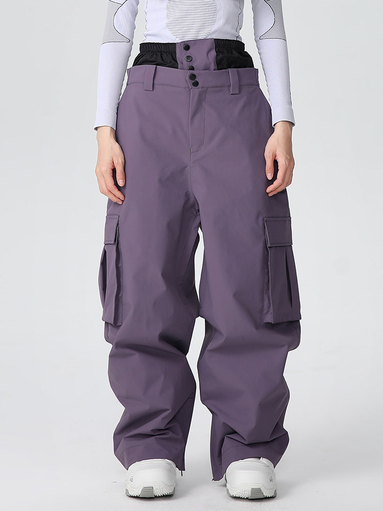 Women's baggy snow pants waterproof breathable ski snowboard pants with integrated gaiter mountain pro