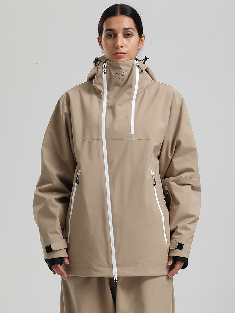 Women's color block snow jacket with 20K waterproof rating, cargo pockets, and all-season mountain fit