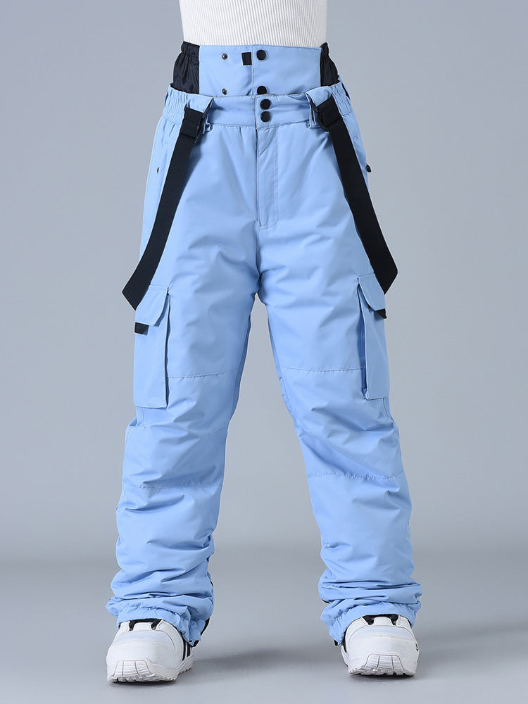 Women's FrostPeak bib snow pants black waterproof breathable adjustable suspenders boot gaiters