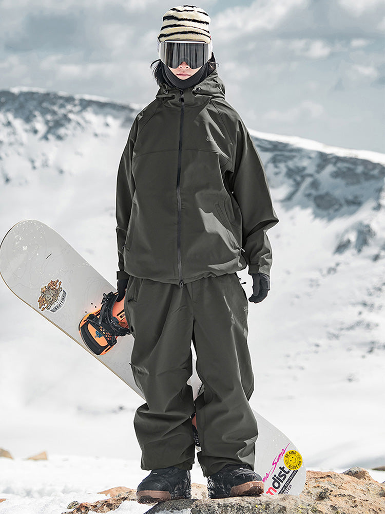 Women's navy blue one-piece snow suit, 20K waterproof ProFlex mountain performance with connected hood
