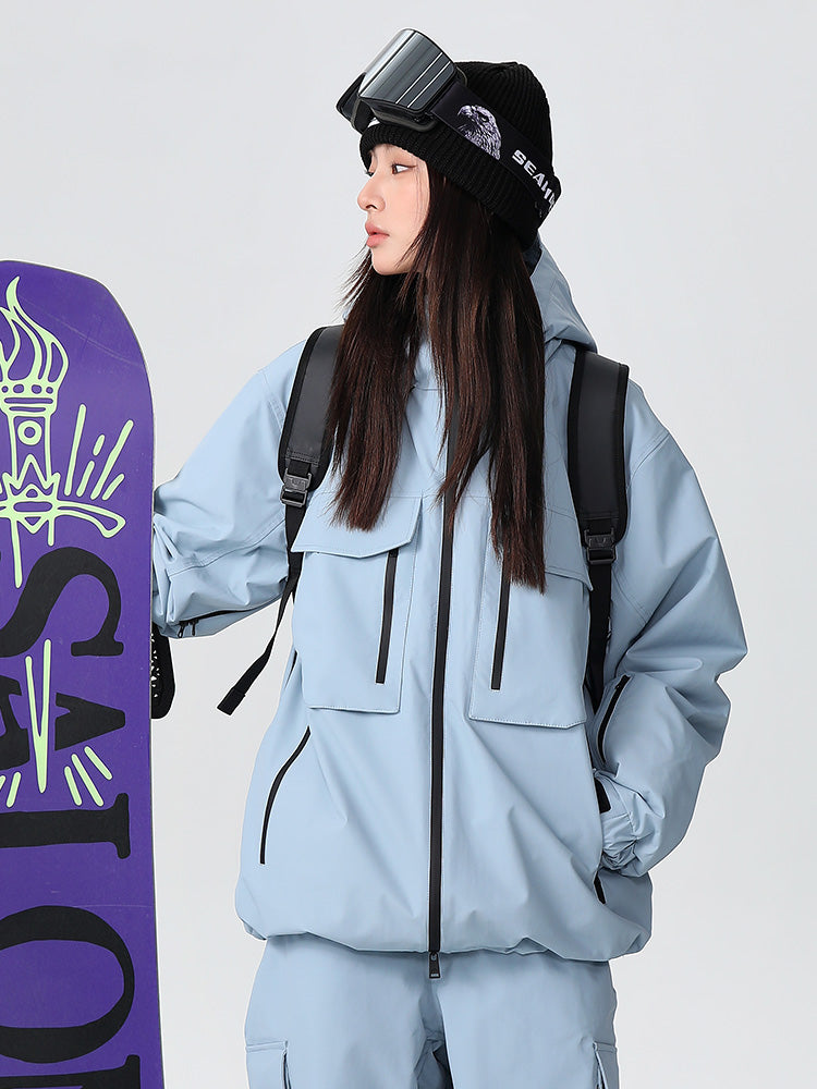 Women's mountain snow jacket waterproof 20K breathable shell with adjustable hood for skiing