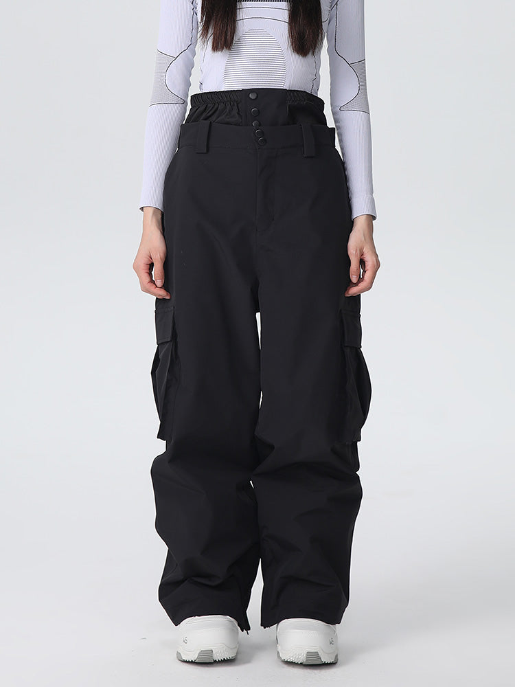 Women's baggy snow pants waterproof breathable ski snowboard pants with built-in gaiter mountain pro