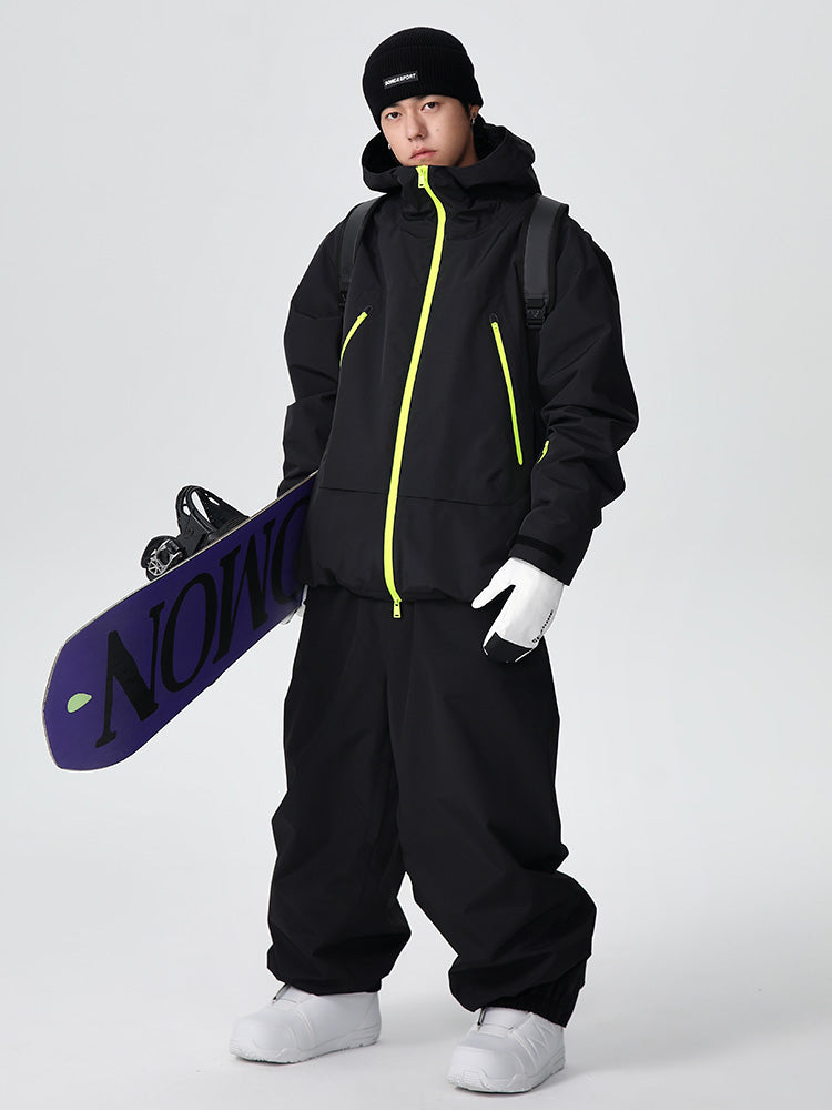 Men's baggy snow suit insulated 20K waterproof breathable mountain ski outfit for cold weather