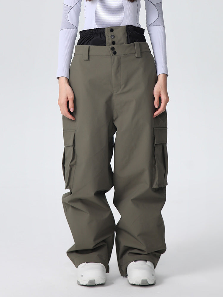 Women's baggy snow pants waterproof breathable ski pants with integrated gaiter mountain pro