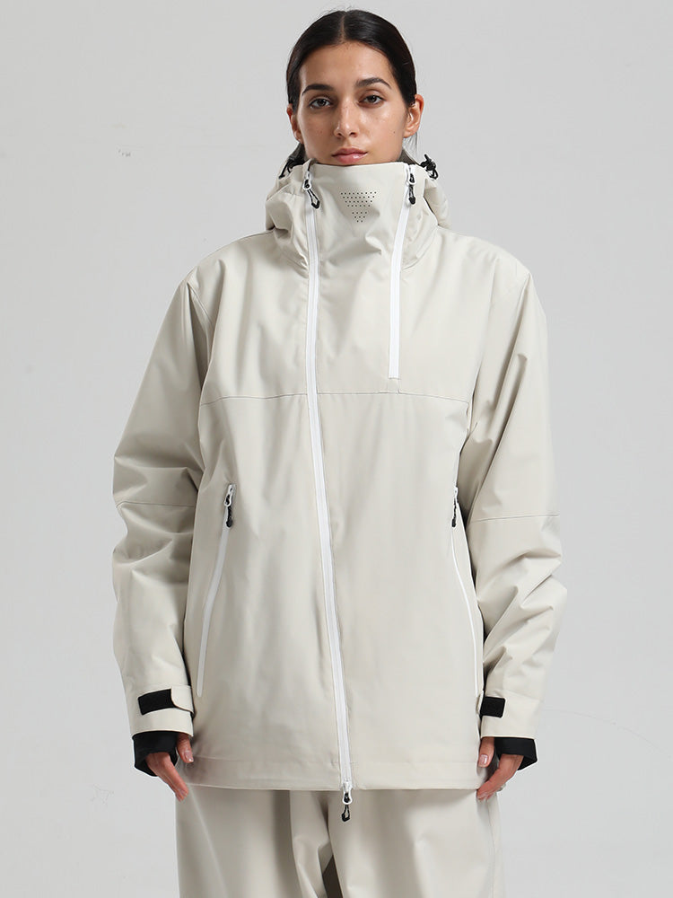 Women's color block snow jacket 20K waterproof breathable mountain cargo pockets all-season ski wear