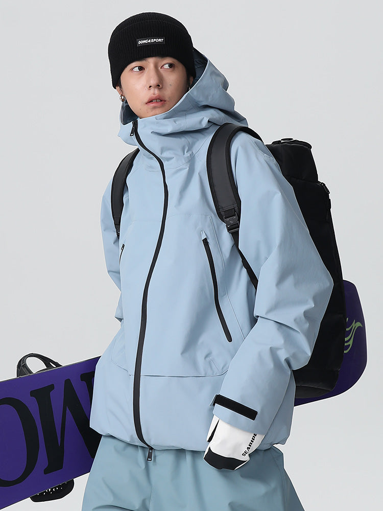 Men's baggy snow jacket black waterproof 20K breathable mountain pro ski coat adjustable hood