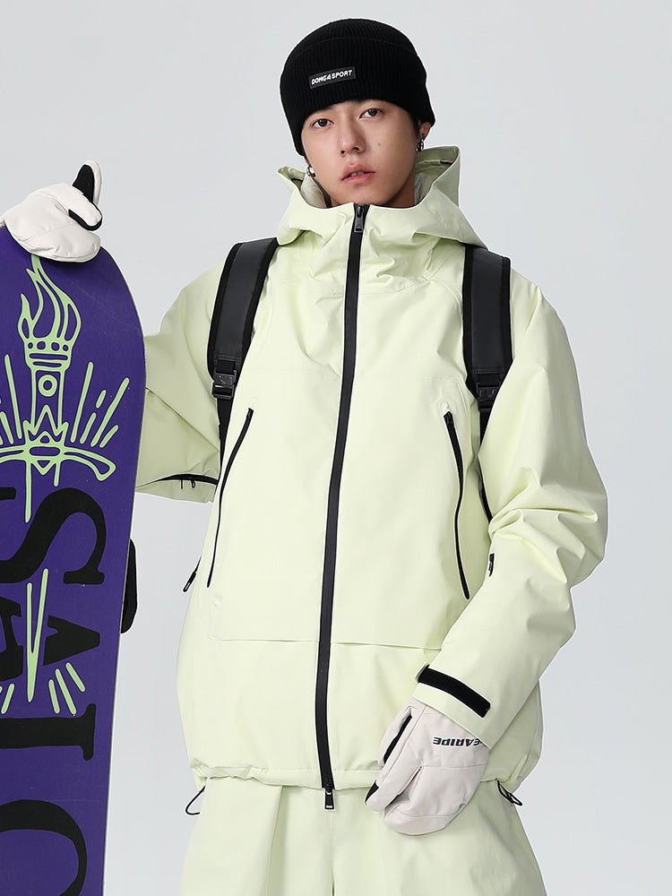 Men's baggy snow jacket black waterproof 20K breathable mountain pro adjustable hood ski wear
