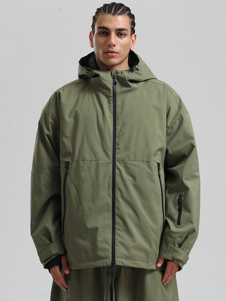 Men's white blue freestyle snow jacket waterproof breathable 15K with powder skirt