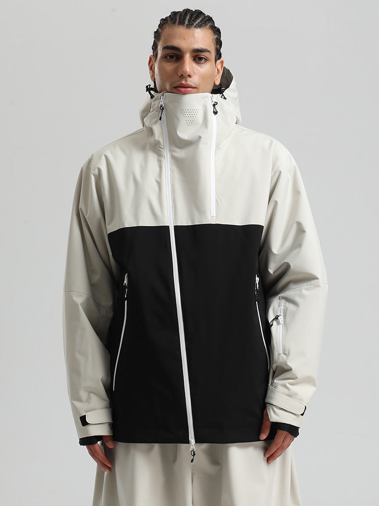 Men's color block mountain cargo snow jacket waterproof 20K breathable ski wear with rugged fit