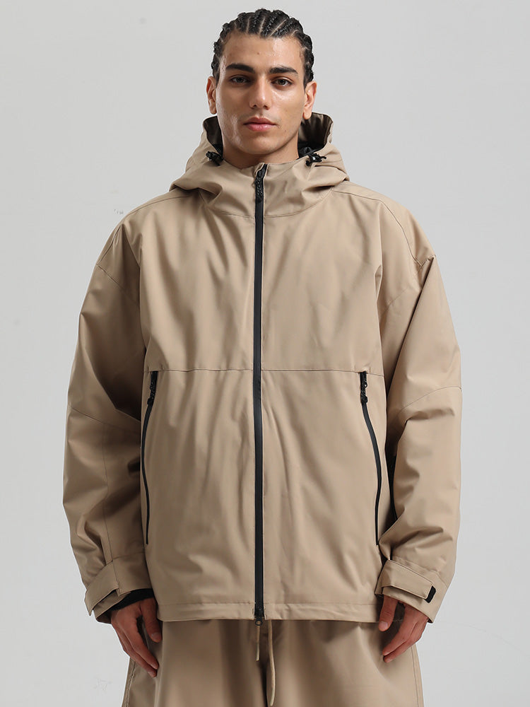 Men's blue freestyle snow jacket 15K waterproof breathable with powder skirt for mountain skiing