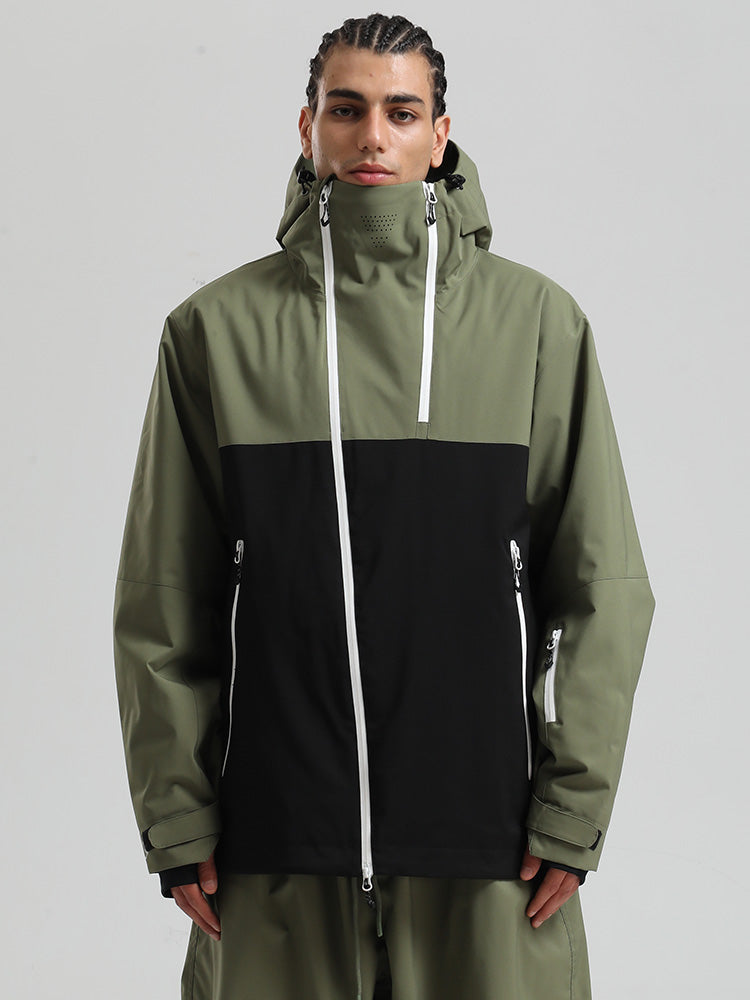 Men's color block mountain cargo snow jacket waterproof 20K breathable technical ski wear