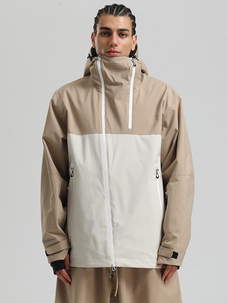 Men's color block mountain cargo snow jacket waterproof 20K breathable technical winter outerwear
