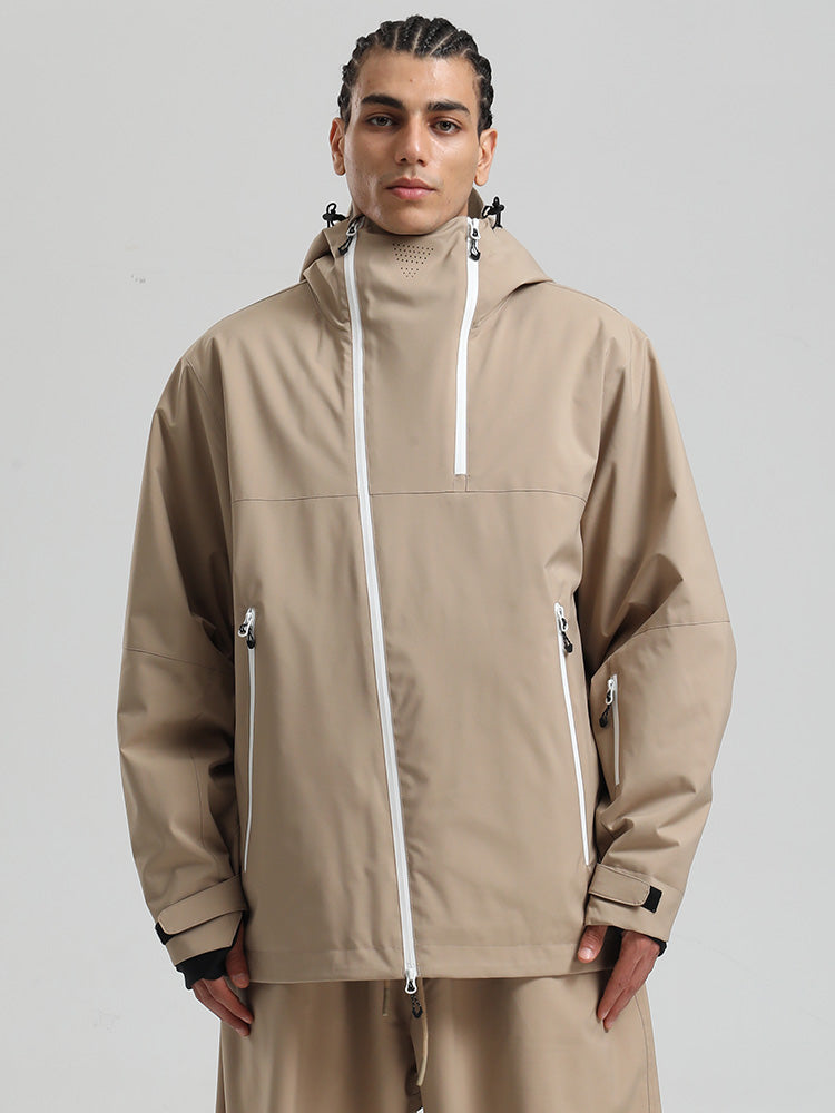 Men's color block mountain cargo snow jacket waterproof 20K breathable windproof ski outerwear