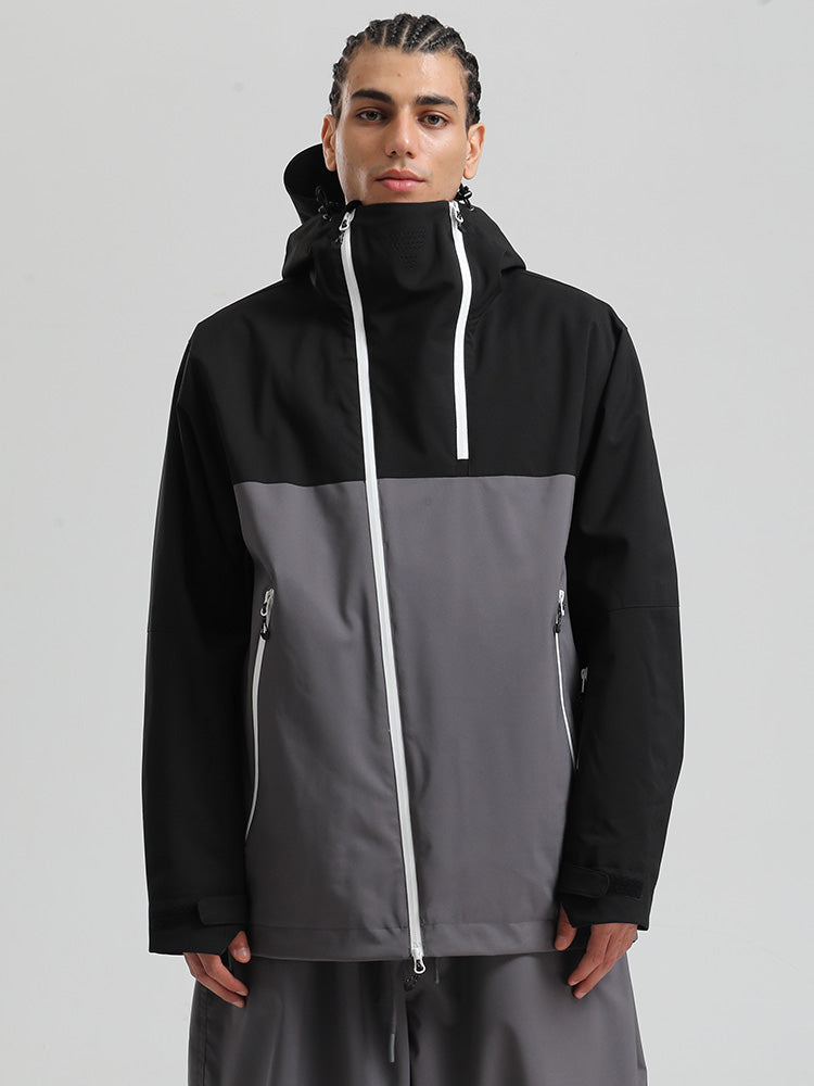 Men's color block mountain cargo snow jacket waterproof 20K breathable windproof ski wear