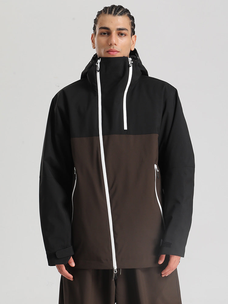 Men's color block mountain cargo snow jacket waterproof 20K breathable windproof ski outerwear
