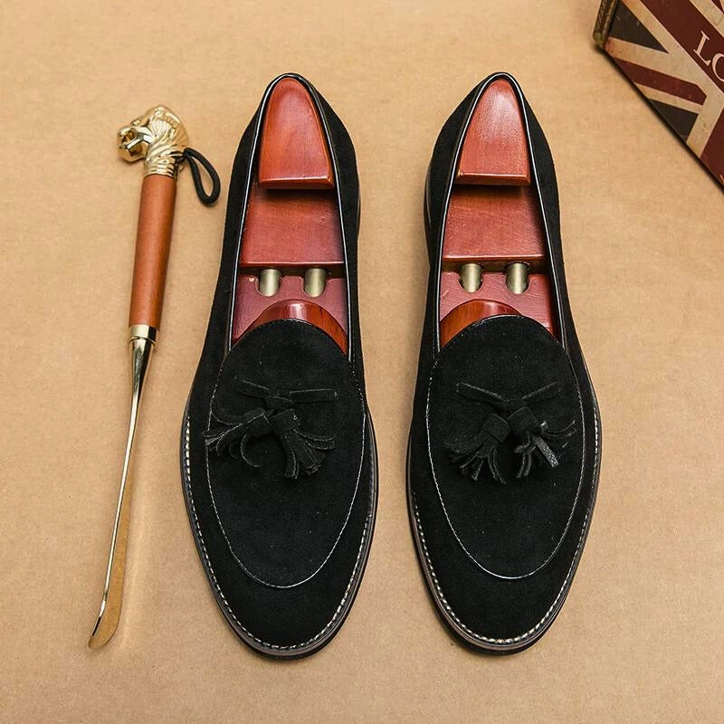 Brown leather loafers classic silhouette handcrafted finish for all-day professional comfort