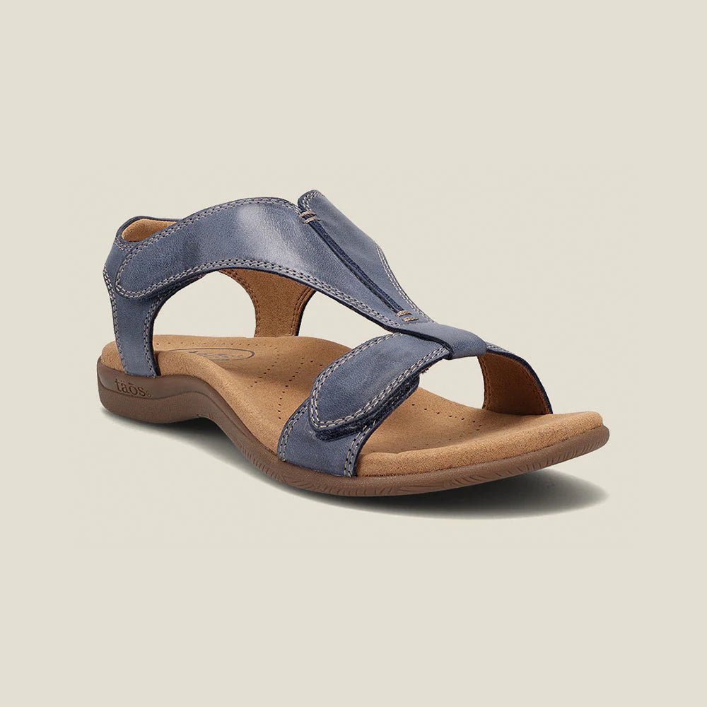 Beige adjustable strap sandals with contoured footbed, open-toe design, and lightweight breathable build