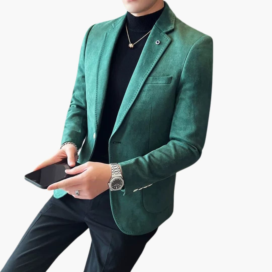 Men's tailored blazer modern fit wool blend premium jacket sharp silhouette event ready elegance