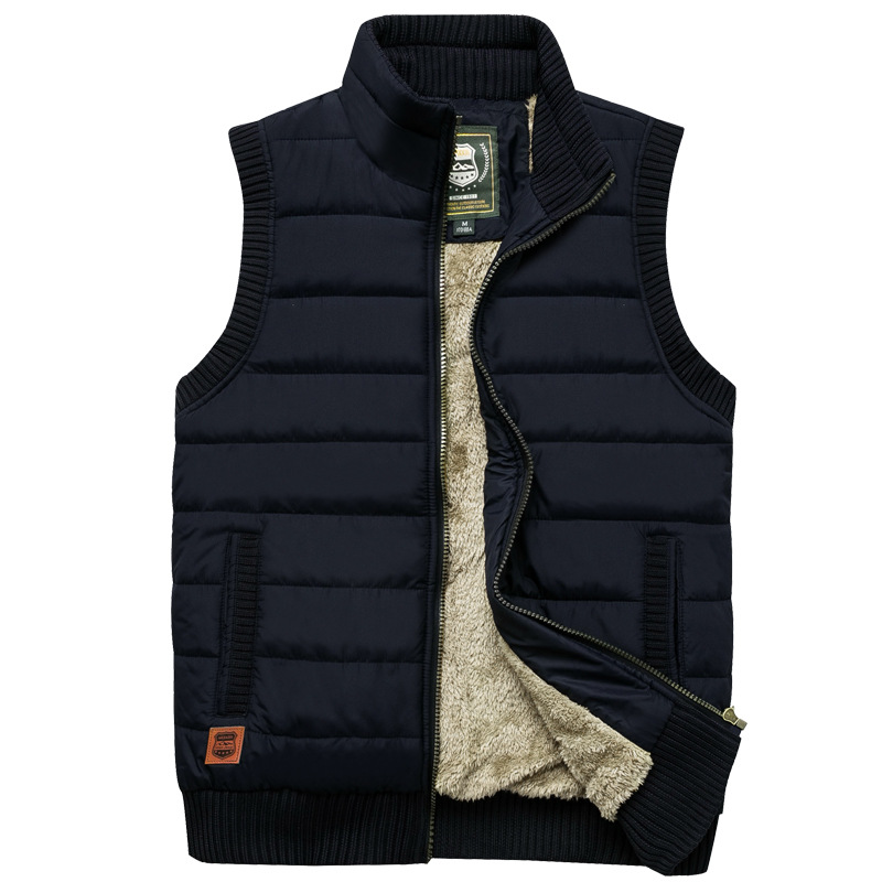 Men's Levi's navy quilted fleece bodywarmer vest with stand collar wind protection