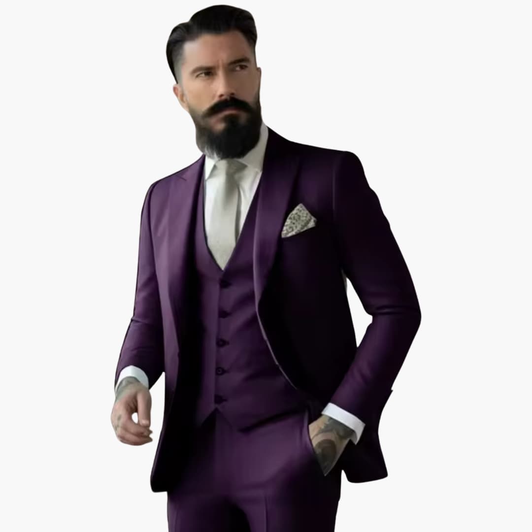 Men's navy double breasted suit premium slim fit elegant classic design for formal events