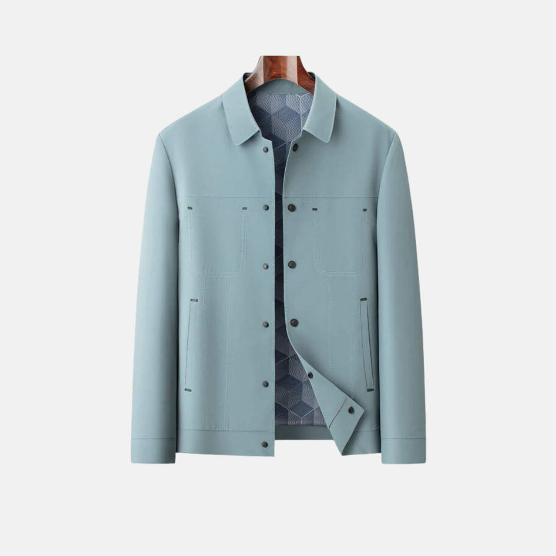 Men's relaxed fit casual jacket button front hip length with patterned lining Urbann-Vibe style