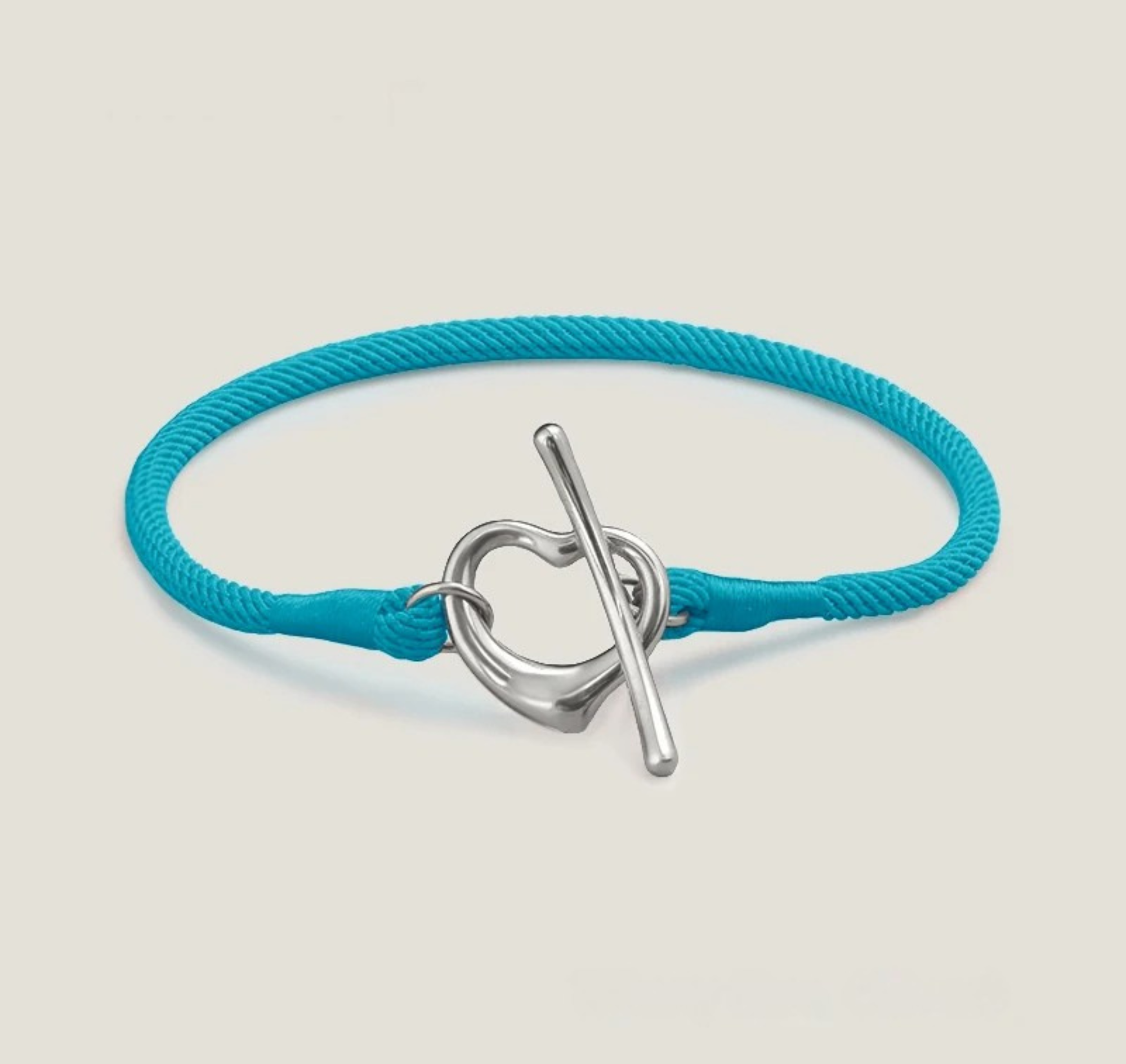 Gold-tone heart toggle rope bracelet adjustable telescopic fit tarnish-resistant minimalist design