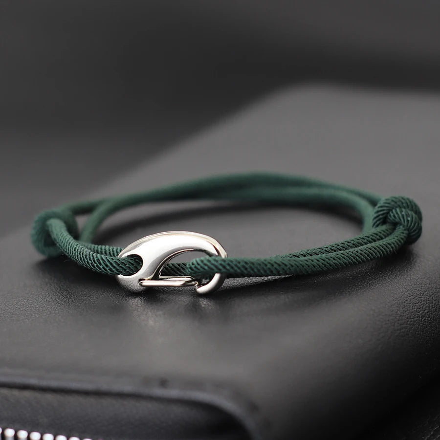 Men's adjustable 3mm Milan rope bracelet with polished hook clasp, water-resistant everyday wear