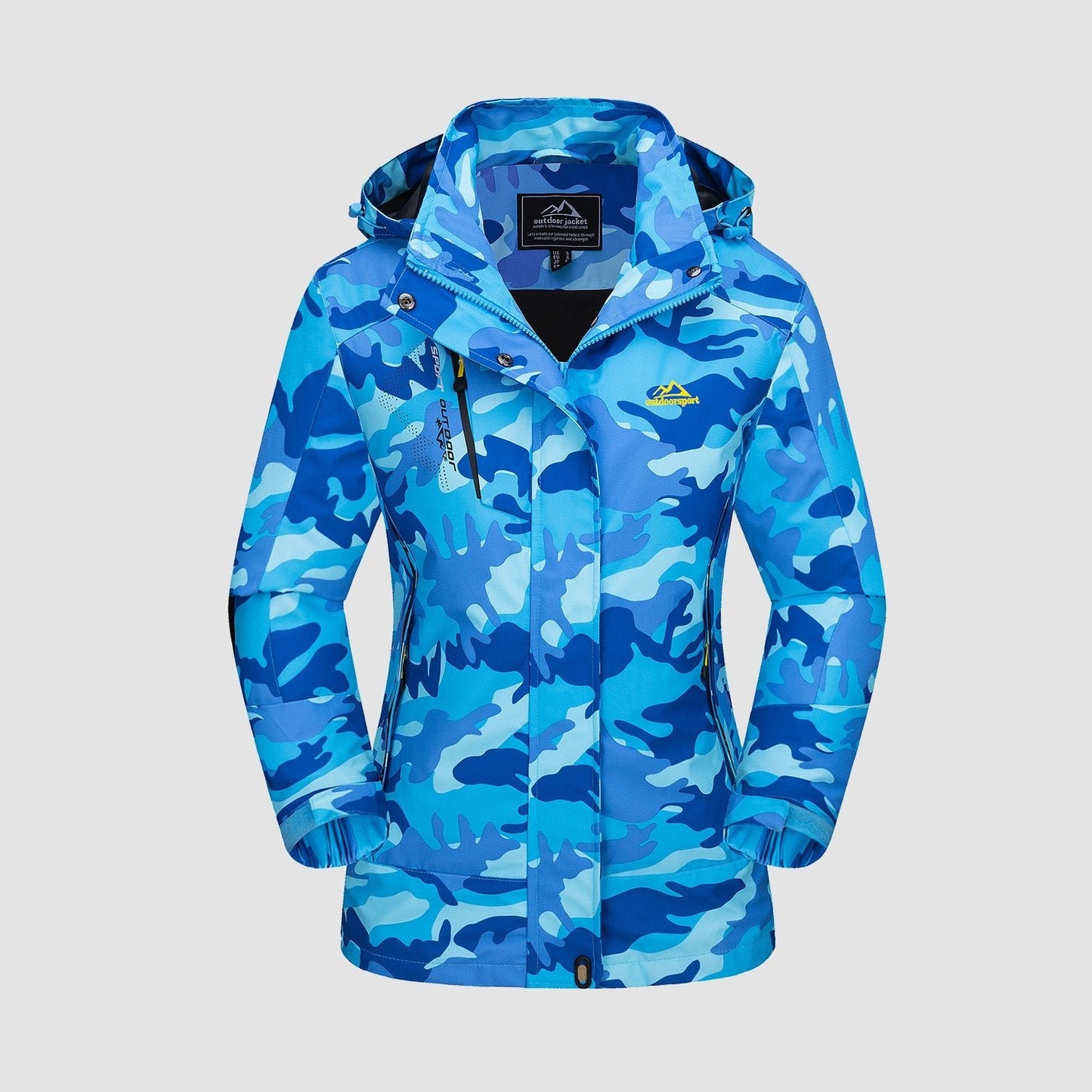 Women's navy 3-in-1 waterproof ski coat with detachable fleece liner, windproof winter jacket