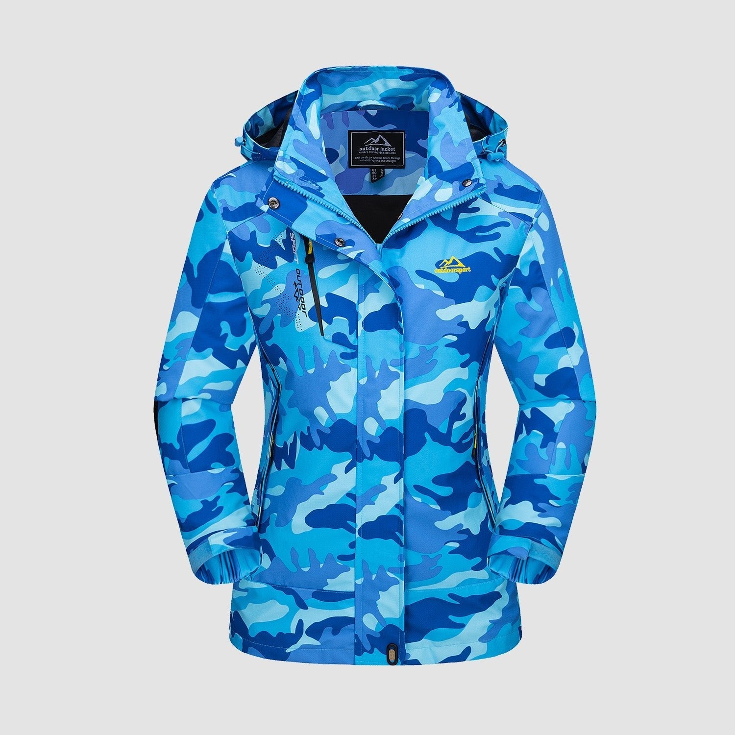 Women's navy 3-in-1 waterproof ski coat with detachable fleece liner, windproof winter jacket