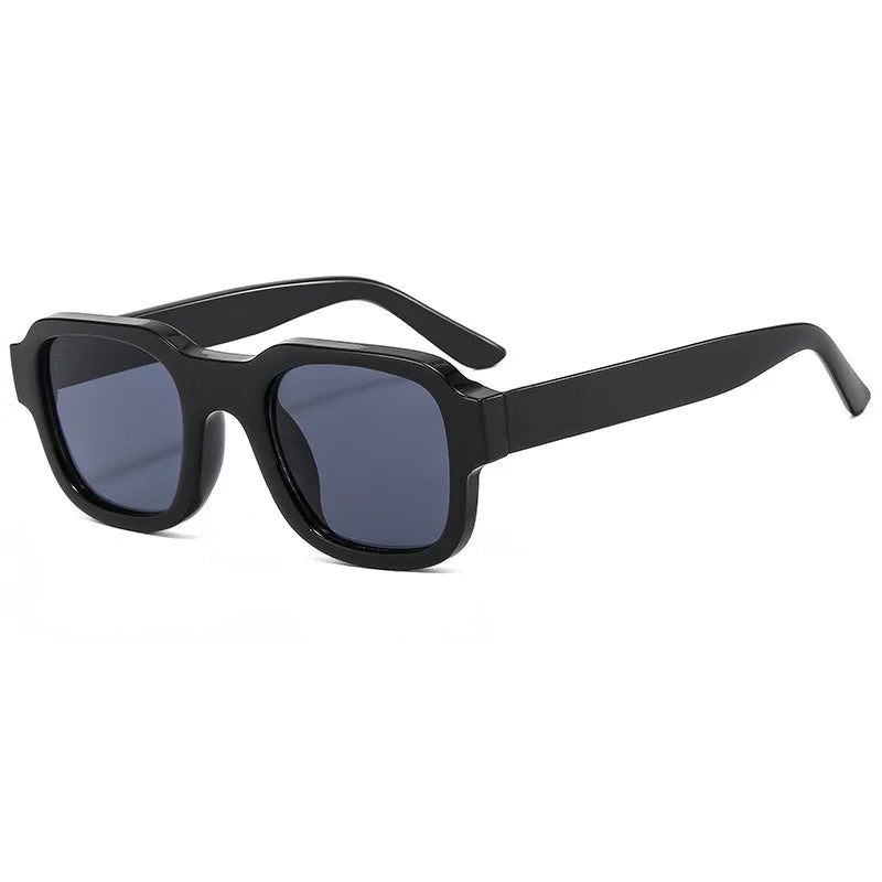 Parallax square unisex sunglasses black high-gloss acetate frame UV400 protection lightweight