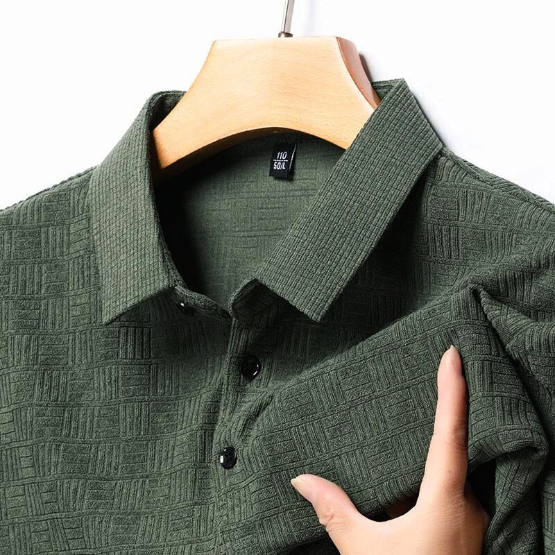 Men's Ray Weave polo shirt soft cotton blend breathable refined pattern business casual everyday style