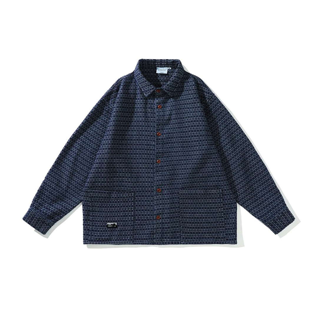 Vintage plaid flannel shirt relaxed fit cotton blend crinkled texture red contrast buttons