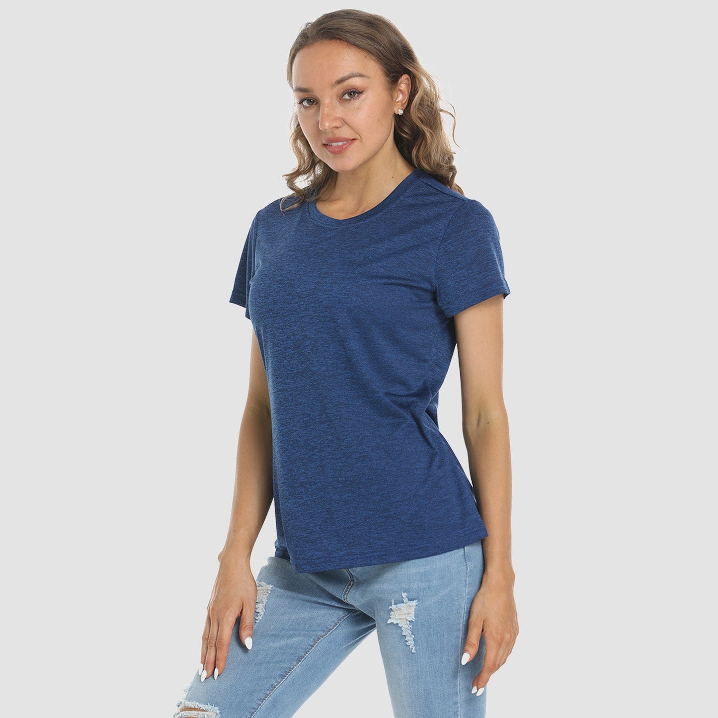Women's quick-dry running t-shirt lightweight breathable short sleeve moisture-wicking workout top