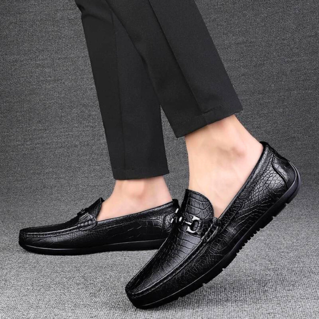 Quinlan brown full-grain leather loafers slip-on comfort professional patina silhouette