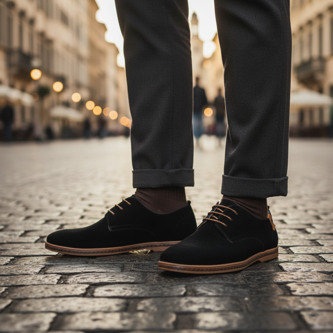 Men's lace-up shoes in blue brown black sleek silhouette smart casual everyday comfort style