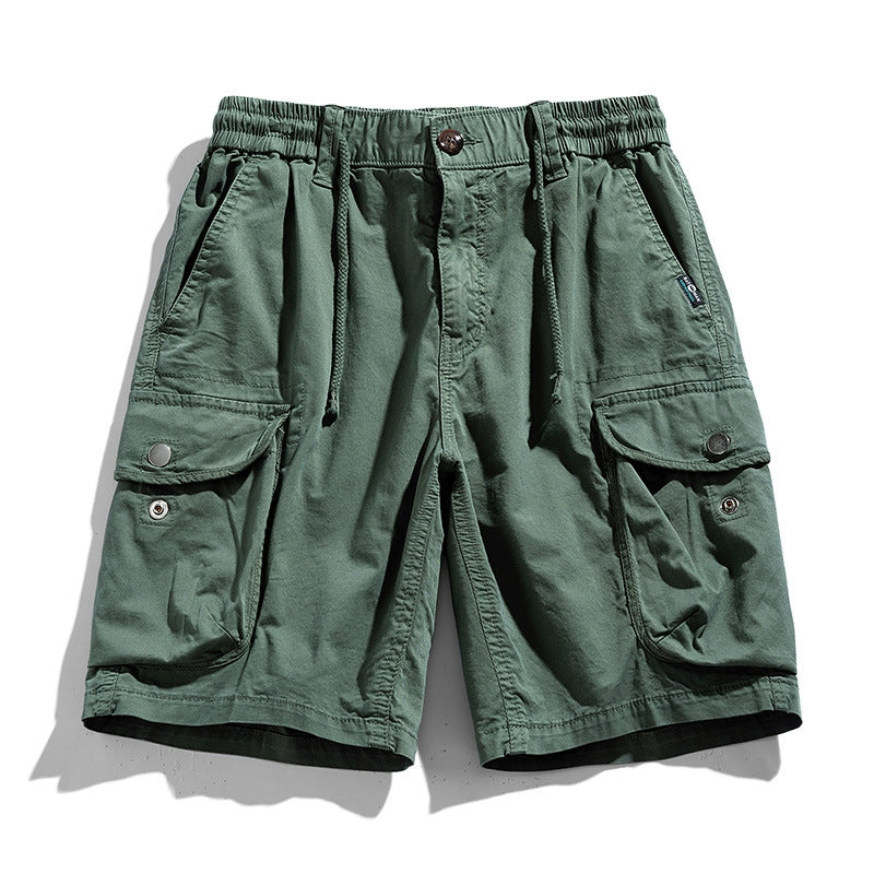 Men's cotton cargo shorts elastic waist secure flap pockets versatile work weekend style