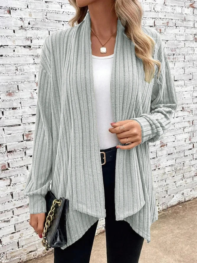 Women's soft knit cardigan lightweight open-front drape style with flattering silhouette for layering