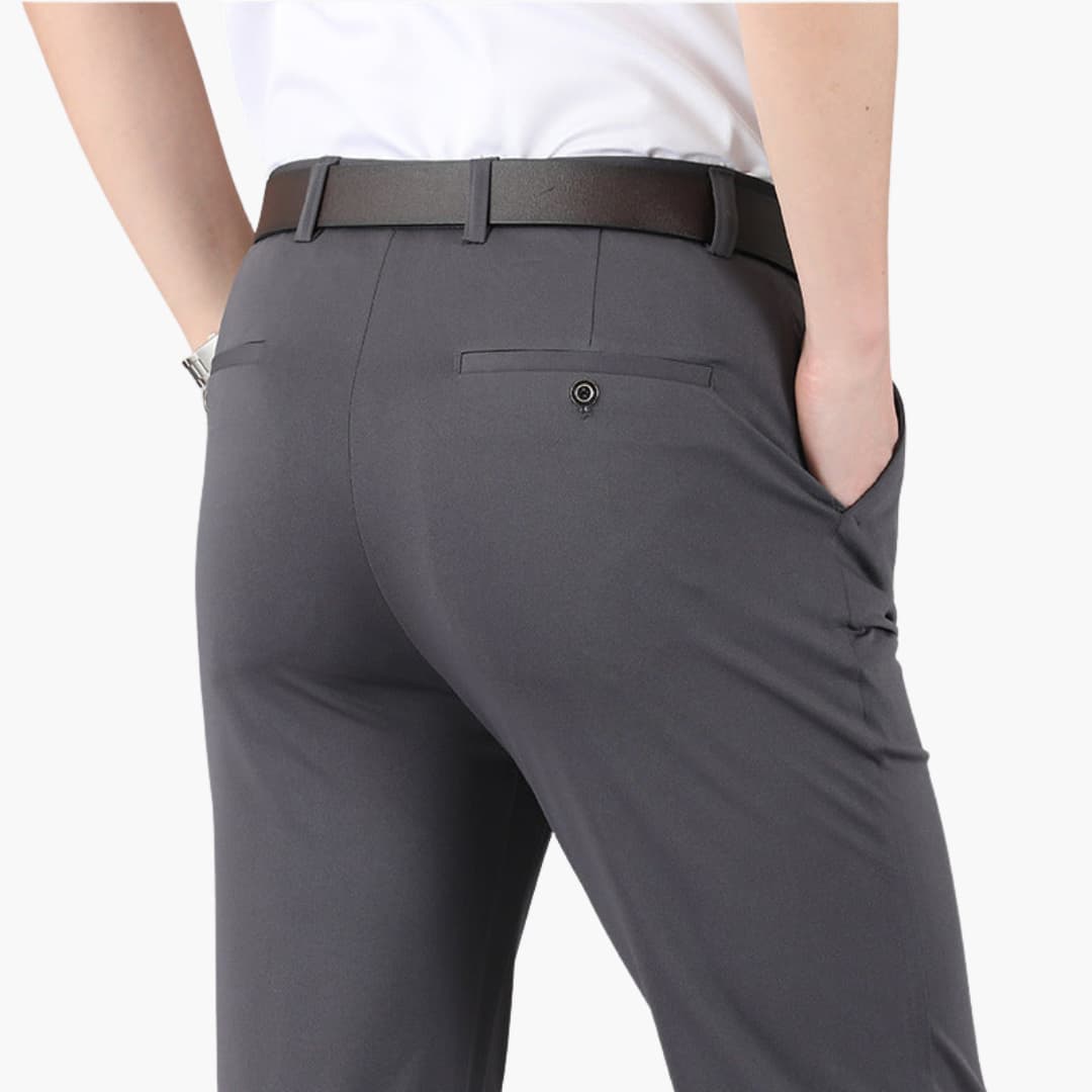 Men's stretch trousers modern fit elastic waistband versatile gray slim cut comfortable daily wear