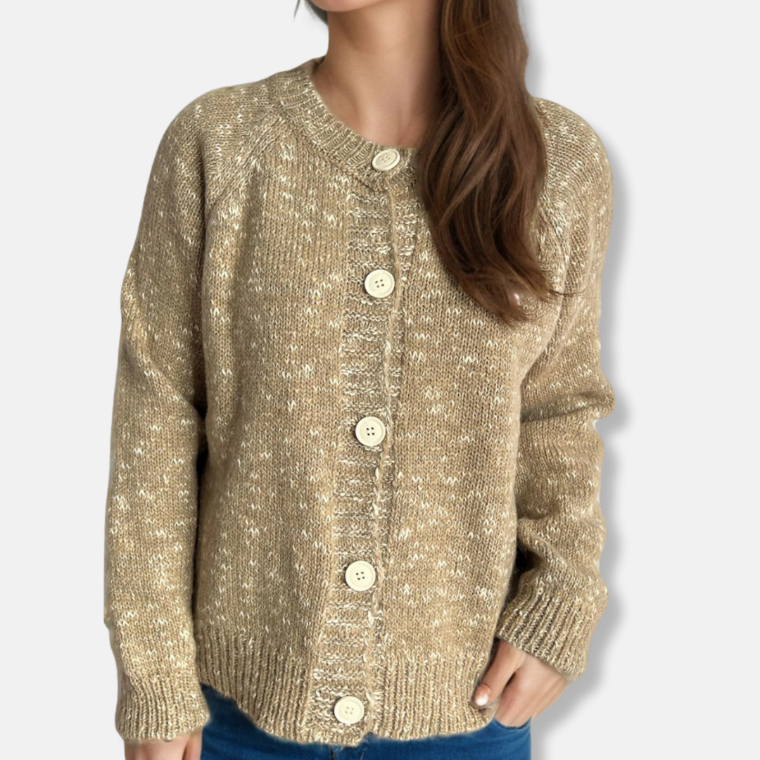 Women's cropped cardigan acrylic blend relaxed fit round neck long raglan sleeves chic versatile