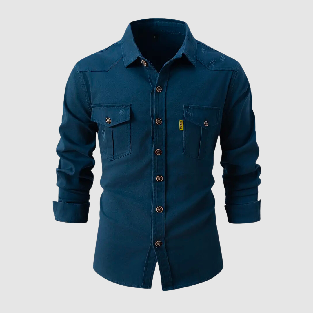 Ryan men's casual cotton shirt modern fit breathable everyday versatile blue chambray button-down

Wait, I need to check char