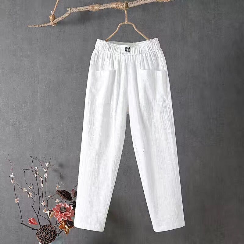 Women's Beatrix relaxed-fit cotton pants in neutral tone with wide-leg silhouette for all-day comfort